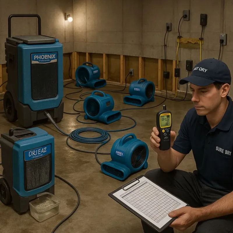 Structural Drying and Dehumidification process in Douglas, MI